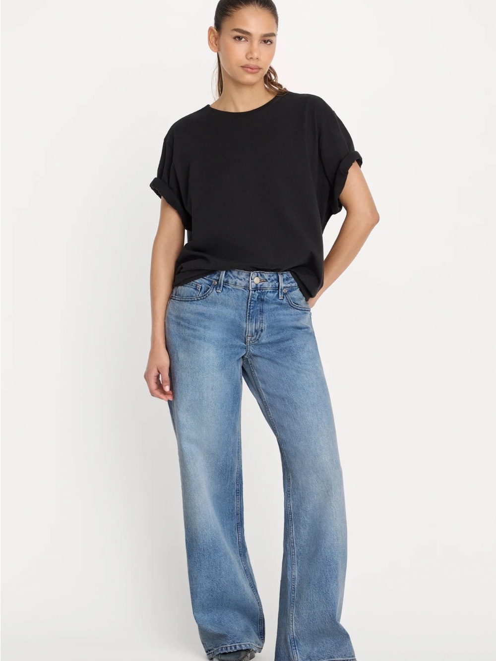Good American Light Blue Wide-Leg Jeans